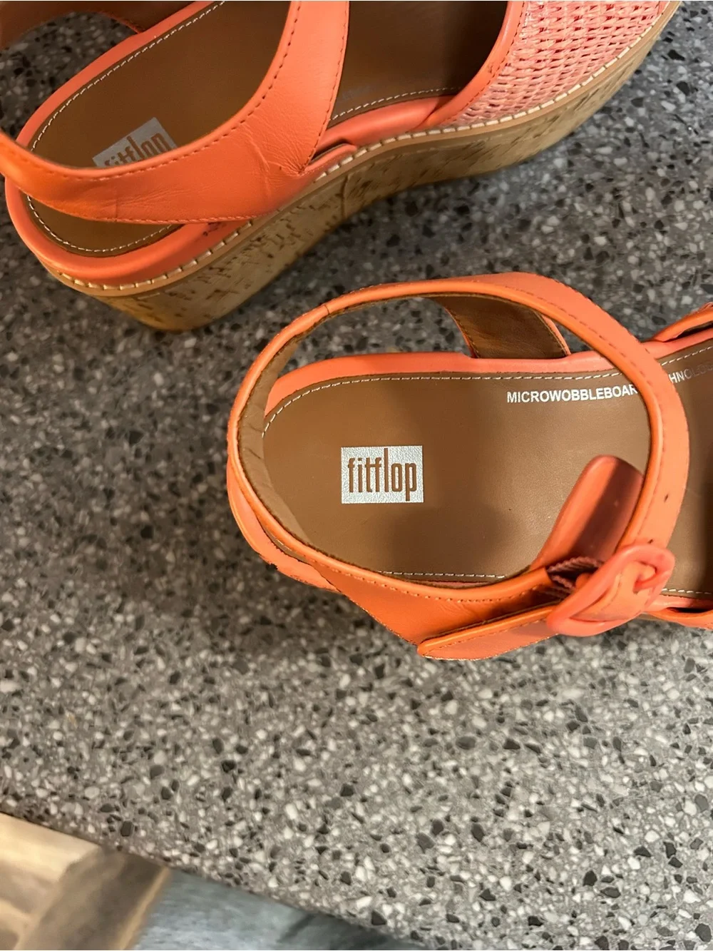 Fitflop Orange Woven Cork Platform Sandals